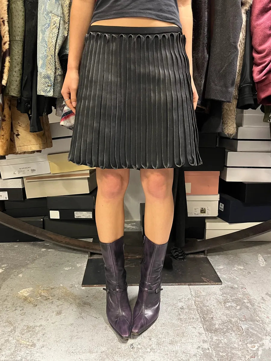 Acne Studios Punk Multi Zips Wavy Relief Black Skirt XHYUCKZ 0