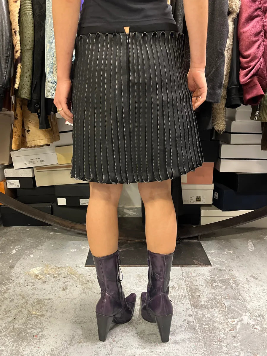 Acne Studios Punk Multi Zips Wavy Relief Black Skirt XHYUCKZ 1