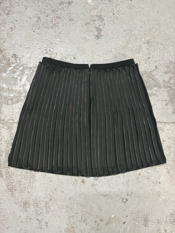 Acne Studios Punk Multi Zips Wavy Relief Black Skirt XHYUCKZ 4