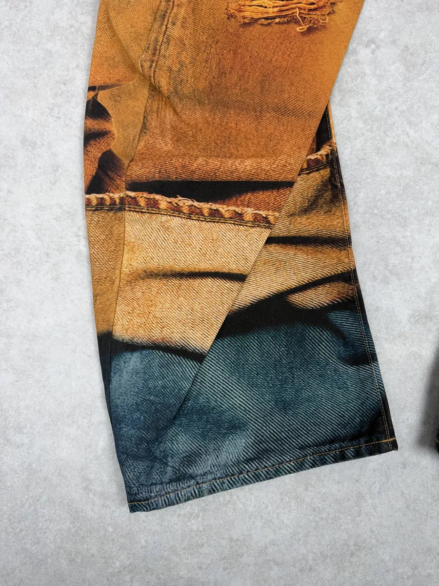 Acne Studios Trompe L’oeil Belts Orange Curved Print Pants YpqxaYc 12