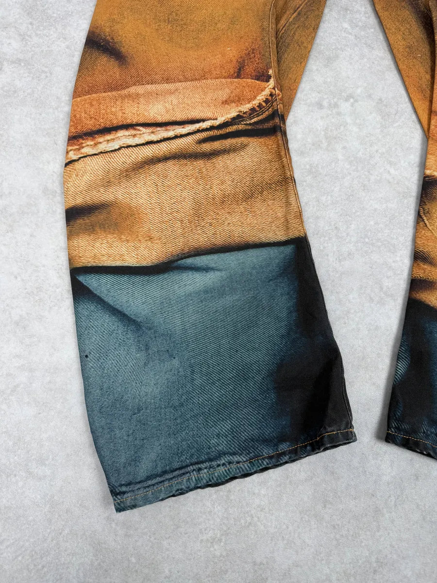 Acne Studios Trompe L’oeil Belts Orange Curved Print Pants YpqxaYc 6