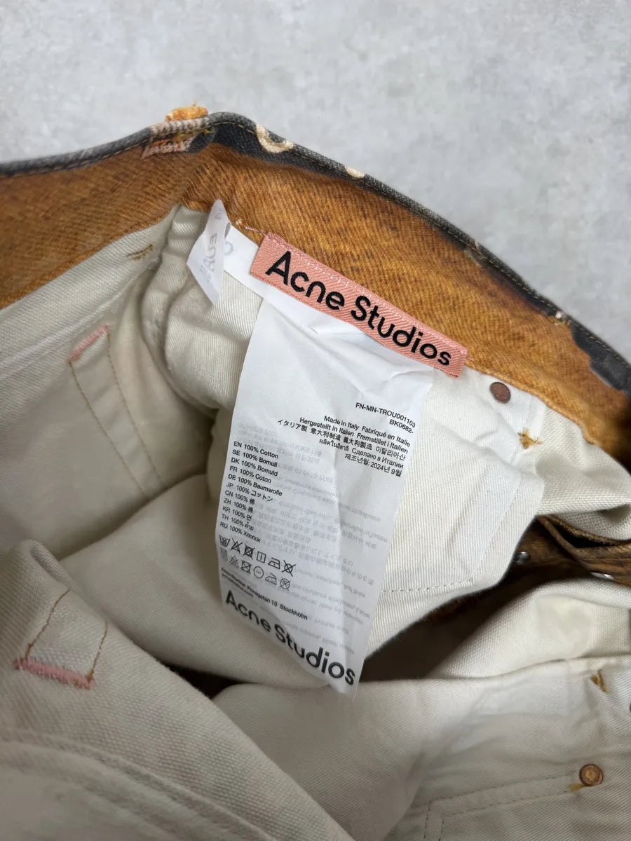 Acne Studios Trompe L’oeil Belts Orange Curved Print Pants YpqxaYc 9