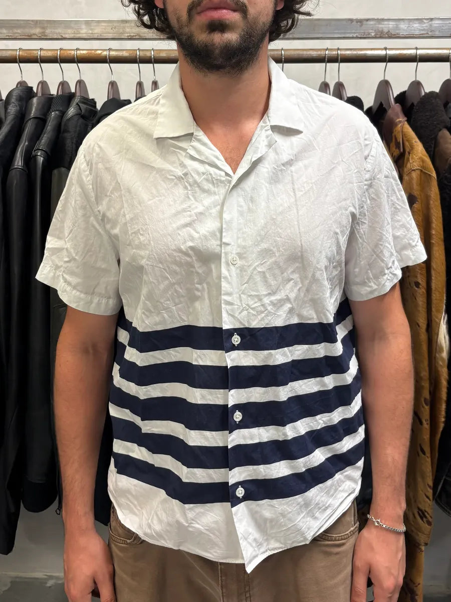 Acne Studios White & Navy Striped Shirt MnGQgqg 1