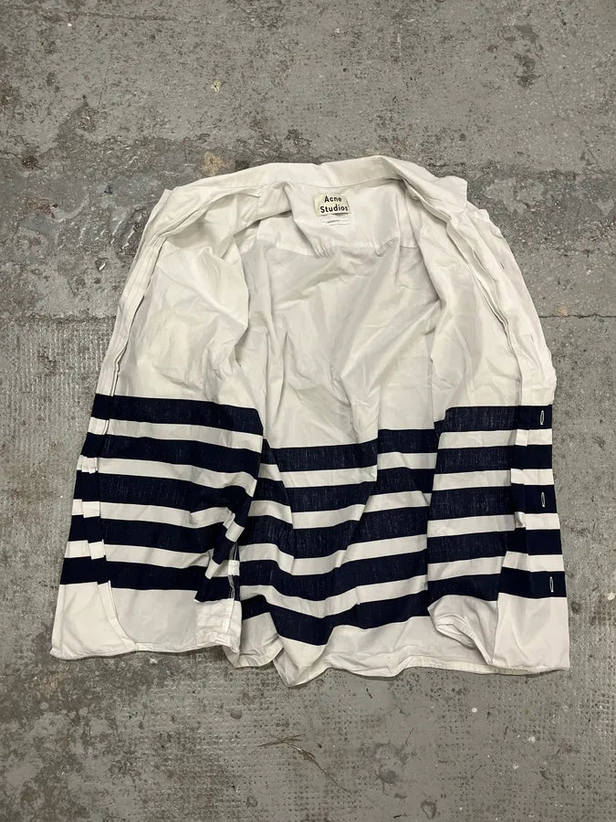 Acne Studios White & Navy Striped Shirt MnGQgqg 7