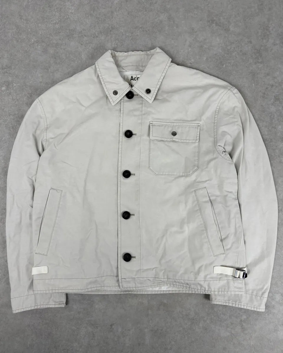 Acne Studios White Creamy Worker Buttoned Jacket CsMcdLb 0