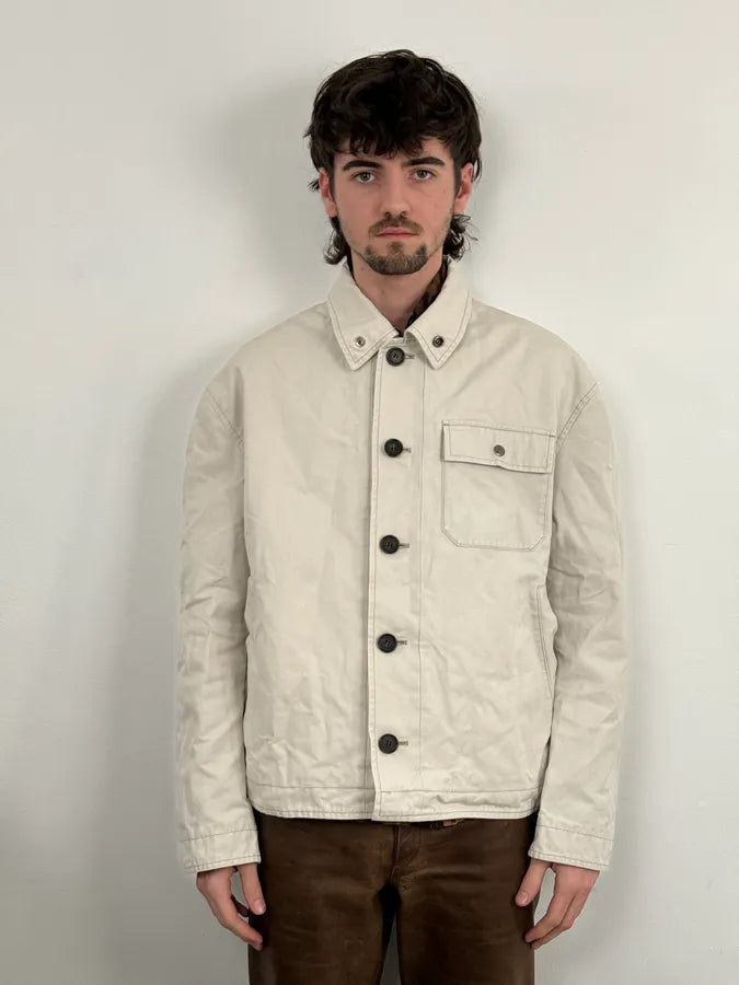Acne Studios White Creamy Worker Buttoned Jacket CsMcdLb 1