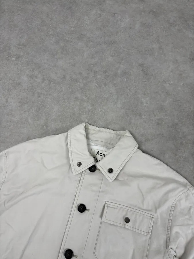 Acne Studios White Creamy Worker Buttoned Jacket CsMcdLb 3