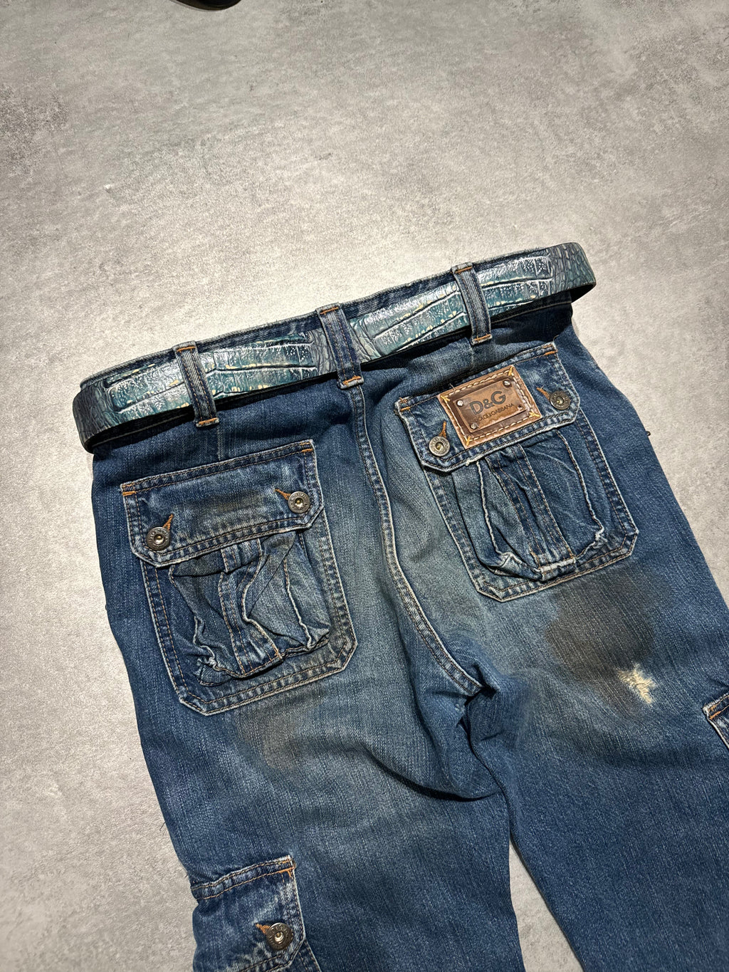 2000s Dolce & Gabbana Blue Leather Buffalo Belt (OS) - 3