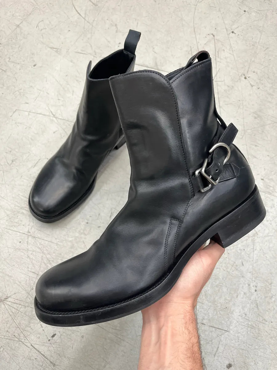 Prada Harness Strap Black Leather Boots aeaLbREN 0