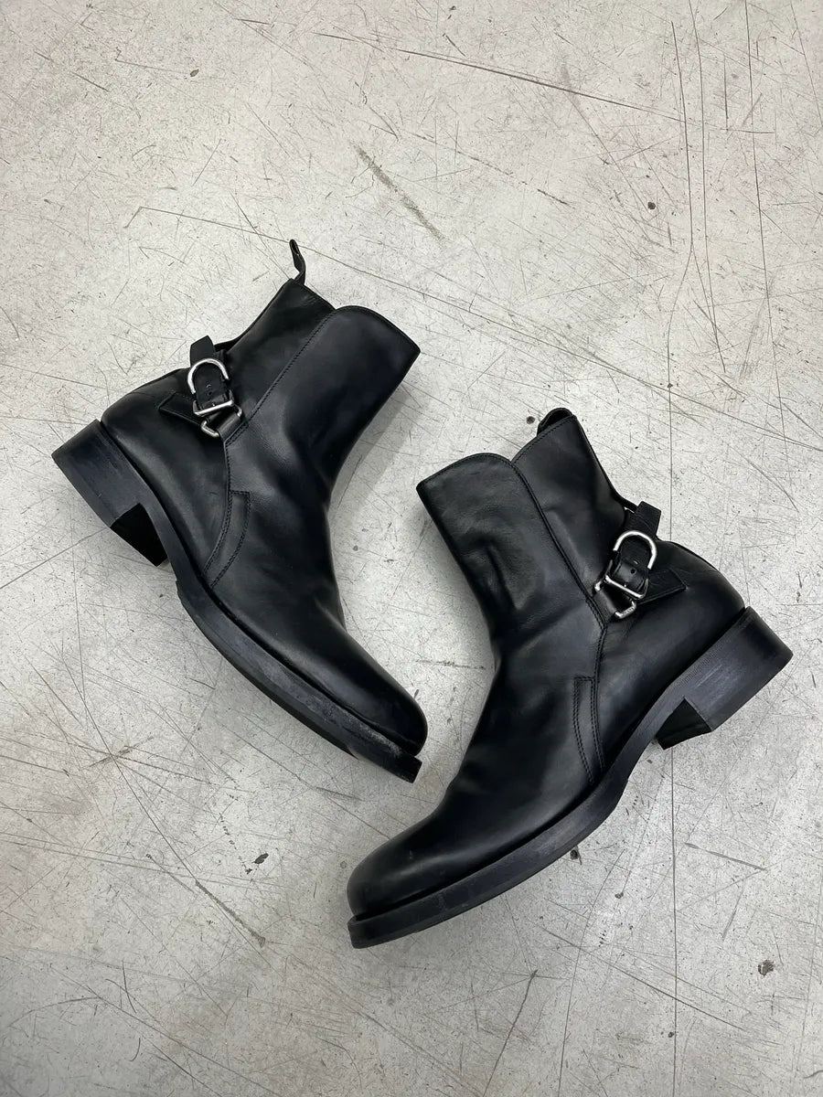 Prada Harness Strap Black Leather Boots aeaLbREN 1