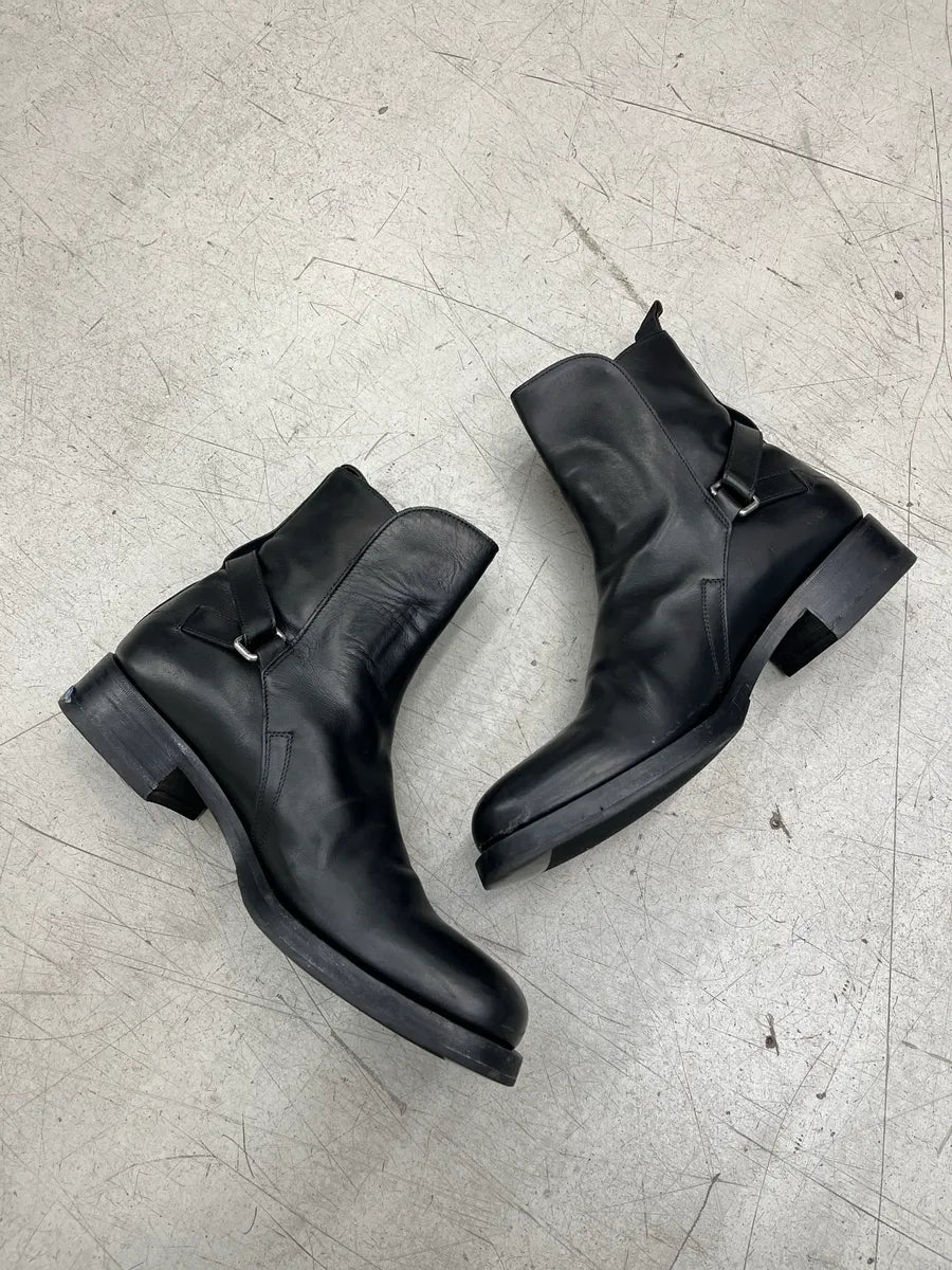 Prada Harness Strap Black Leather Boots aeaLbREN 2