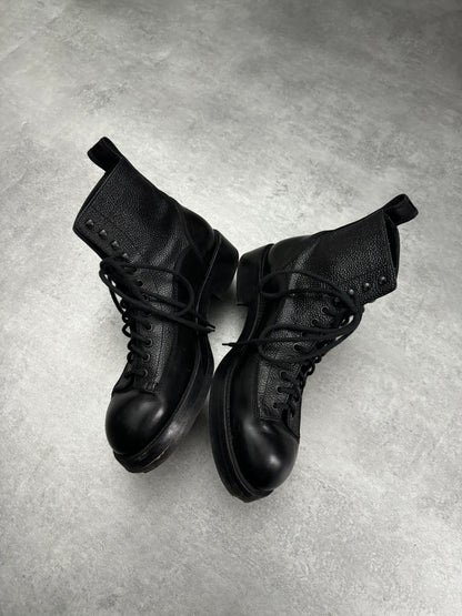 Dsquared2 Black Combat Grained Leather Combat Boots (41) - 7