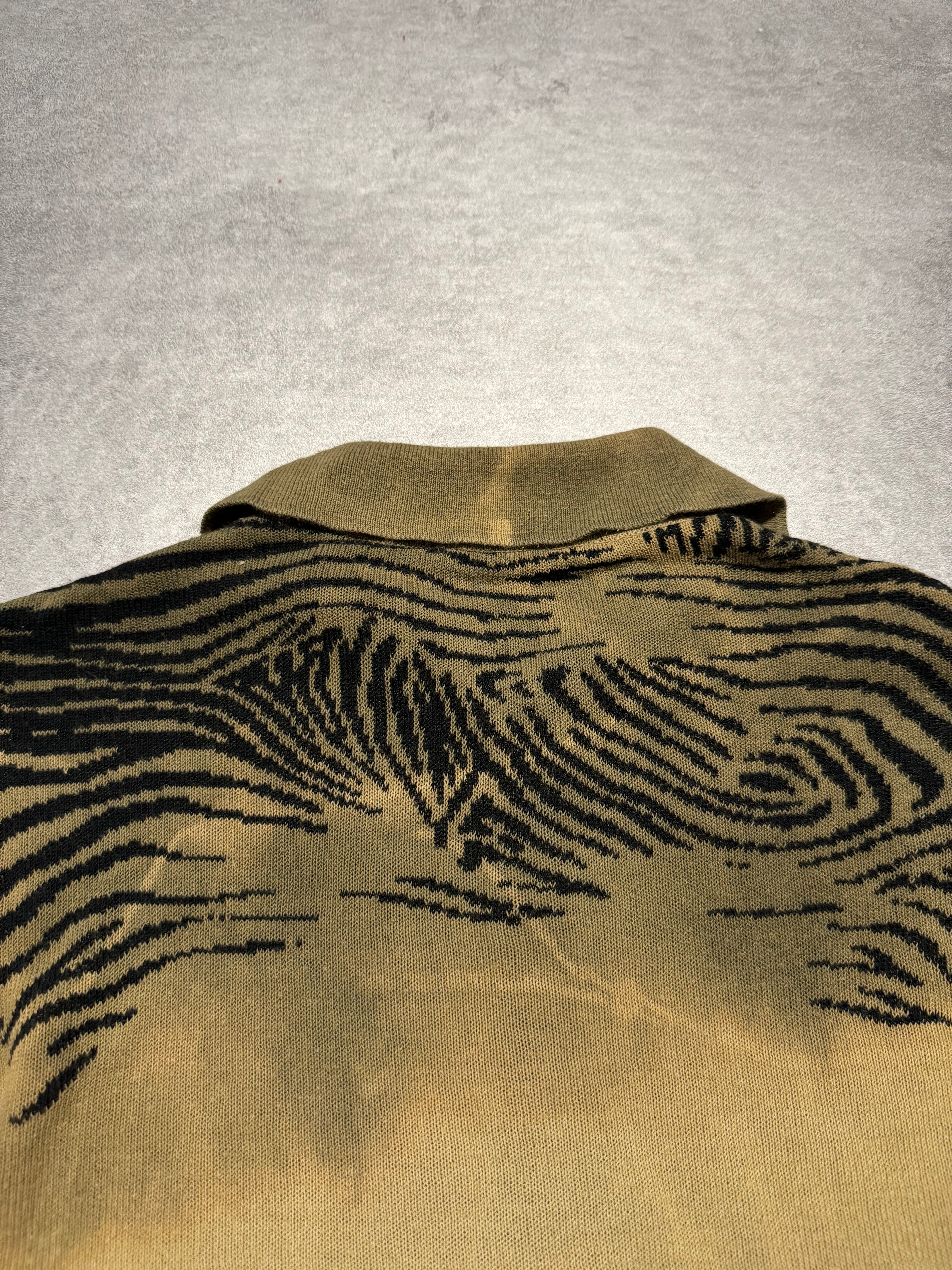 2000s Roberto Cavalli Zebra Desert Finger Print Polo Sweater (S) - 3