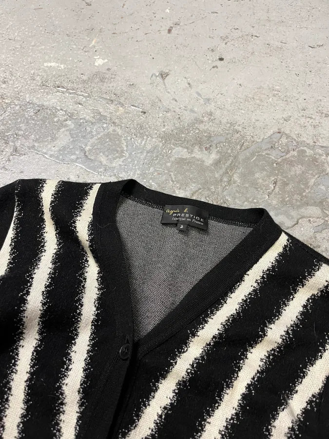 Agnes B Black & White Striped Contemporary Cardigan (M/L) ctWgpHw 1