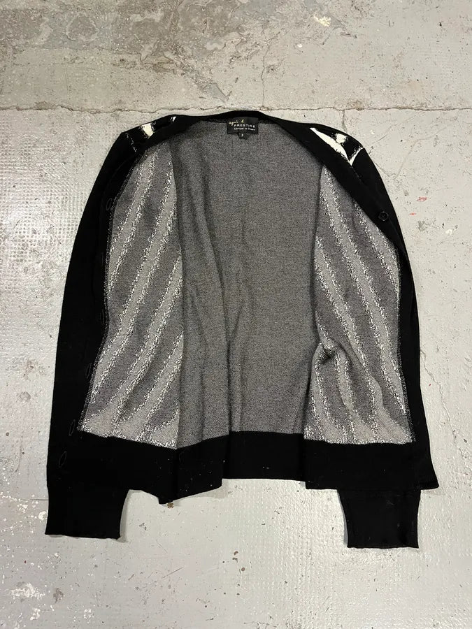 Agnes B Black & White Striped Contemporary Cardigan (M/L) ctWgpHw 5