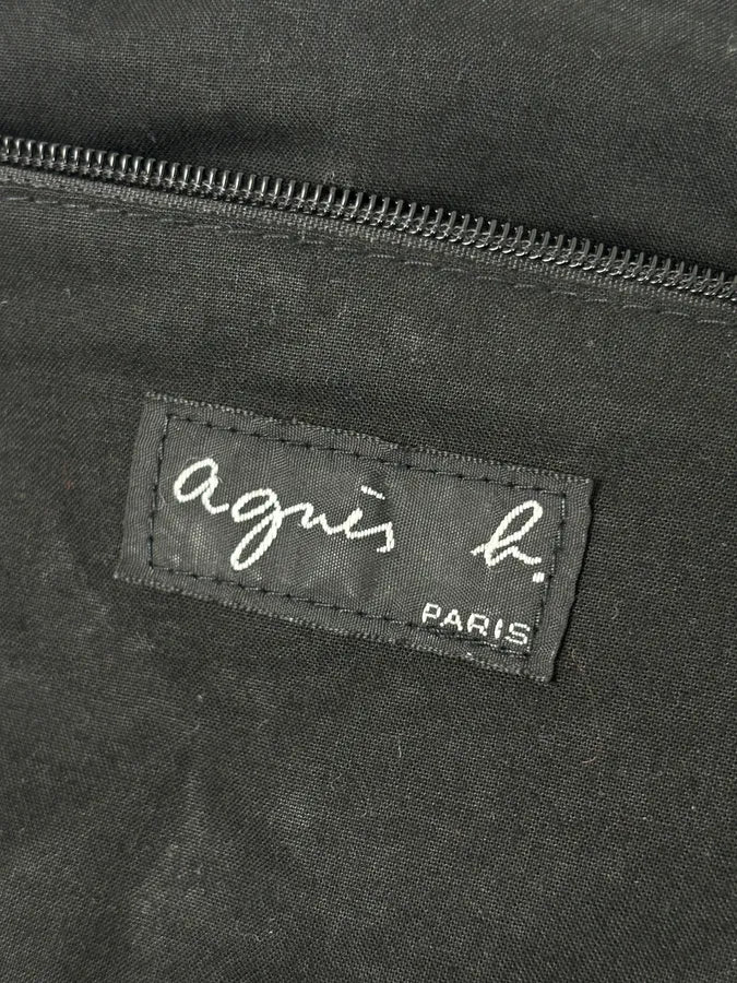 Agnes b Black Canvas Leather Strap Messenger Bag nqSLUIf 11