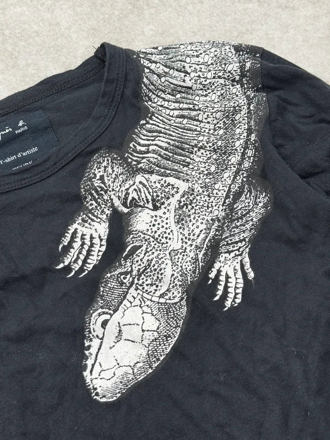 Agnès B Teurk Black Climbing Iguana Print Longsleeve T Shirt hkphHij 6