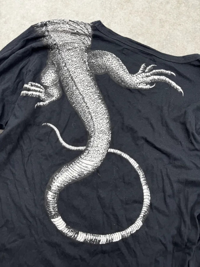 Agnès B Teurk Black Climbing Iguana Print Longsleeve T Shirt hkphHij 7