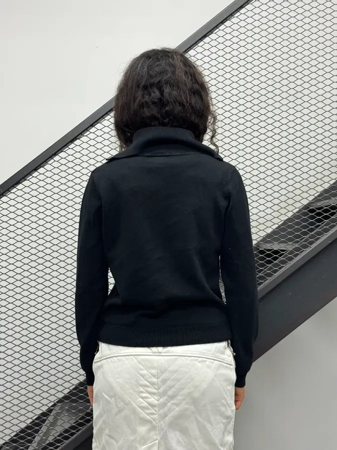 Agnès b Black Wool Button-Up Cardigan FLxuSVk 2