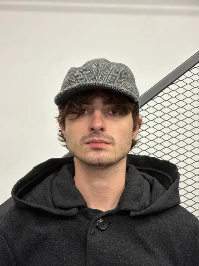 Agnes b Grey Wool Herringbone Hat AThBDaI 2