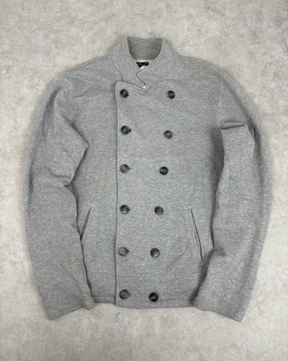 Agnes B Light Grey Cotton Double-Breasted Officer Cardigan pzGULfs 0