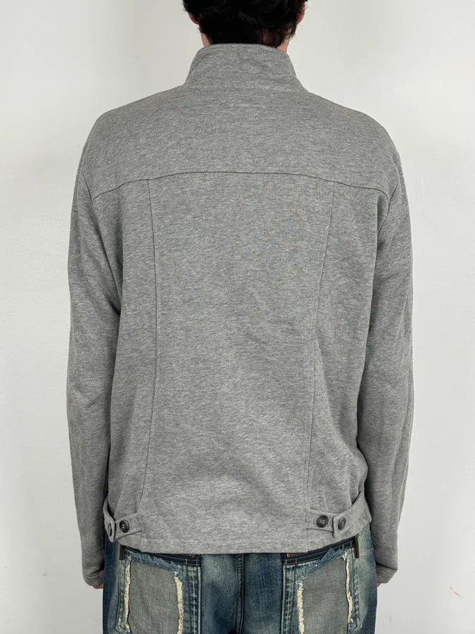 Agnes B Light Grey Cotton Double-Breasted Officer Cardigan pzGULfs 2