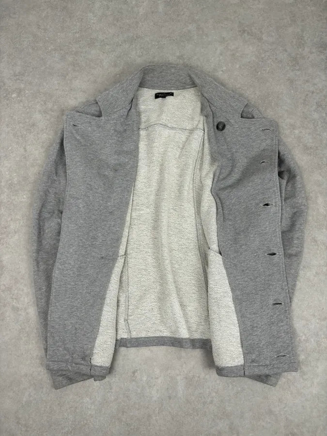 Agnes B Light Grey Cotton Double-Breasted Officer Cardigan pzGULfs 6