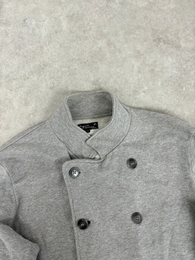 Agnes B Light Grey Cotton Double-Breasted Officer Cardigan pzGULfs 3