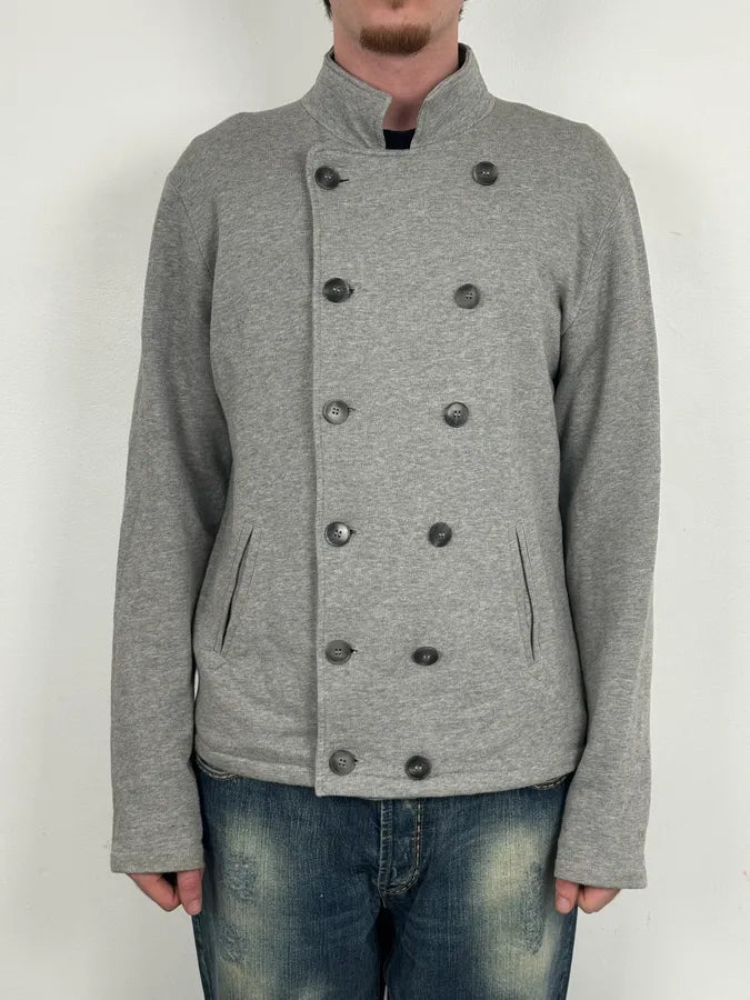Agnes B Light Grey Cotton Double-Breasted Officer Cardigan pzGULfs 1