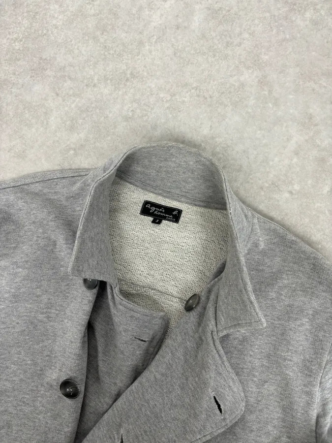 Agnes B Light Grey Cotton Double-Breasted Officer Cardigan pzGULfs 7