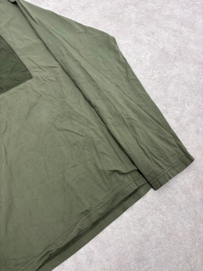 2000s Agnes b Olive Ribbed Plastron Henley Longsleeve EKlnoEw 6
