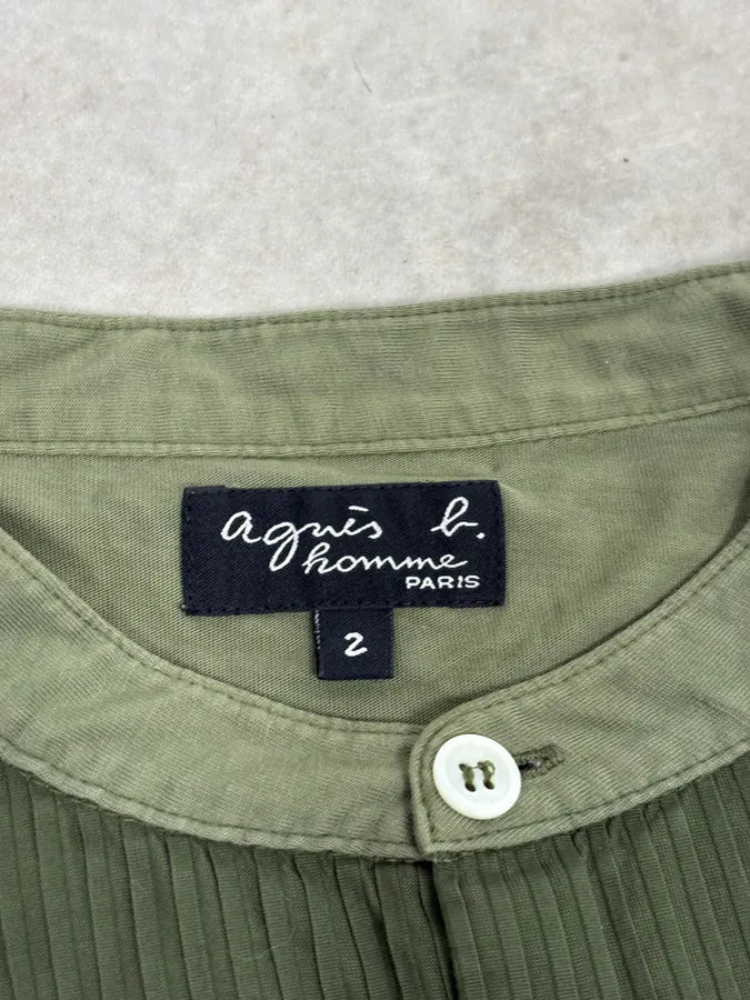 2000s Agnes b Olive Ribbed Plastron Henley Longsleeve EKlnoEw 8