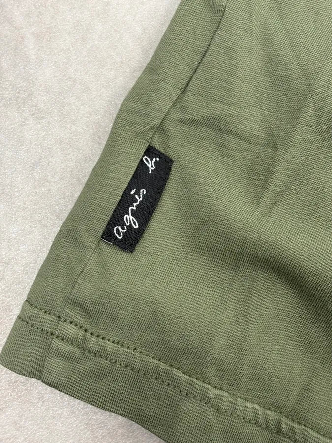 2000s Agnes b Olive Ribbed Plastron Henley Longsleeve EKlnoEw 7