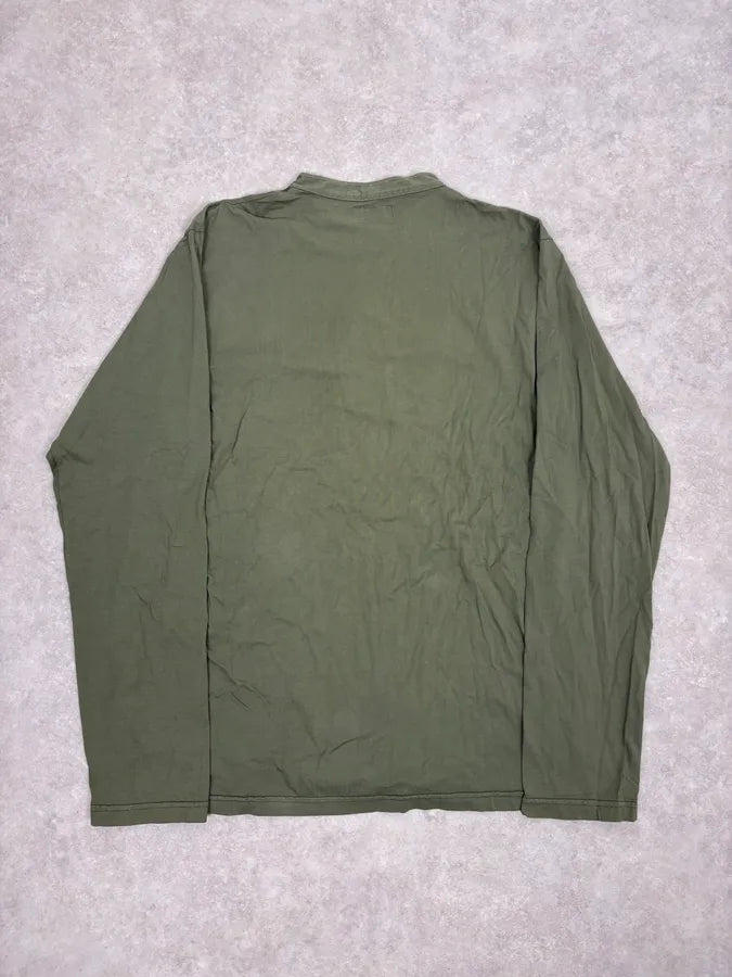 2000s Agnes b Olive Ribbed Plastron Henley Longsleeve EKlnoEw 5