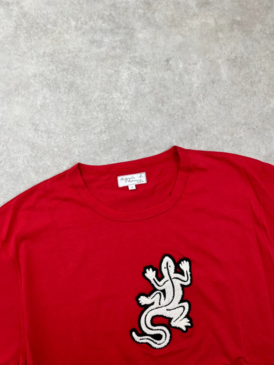 Agnes b Red Embroidered Lizard T-Shirt ezcHYMz 8