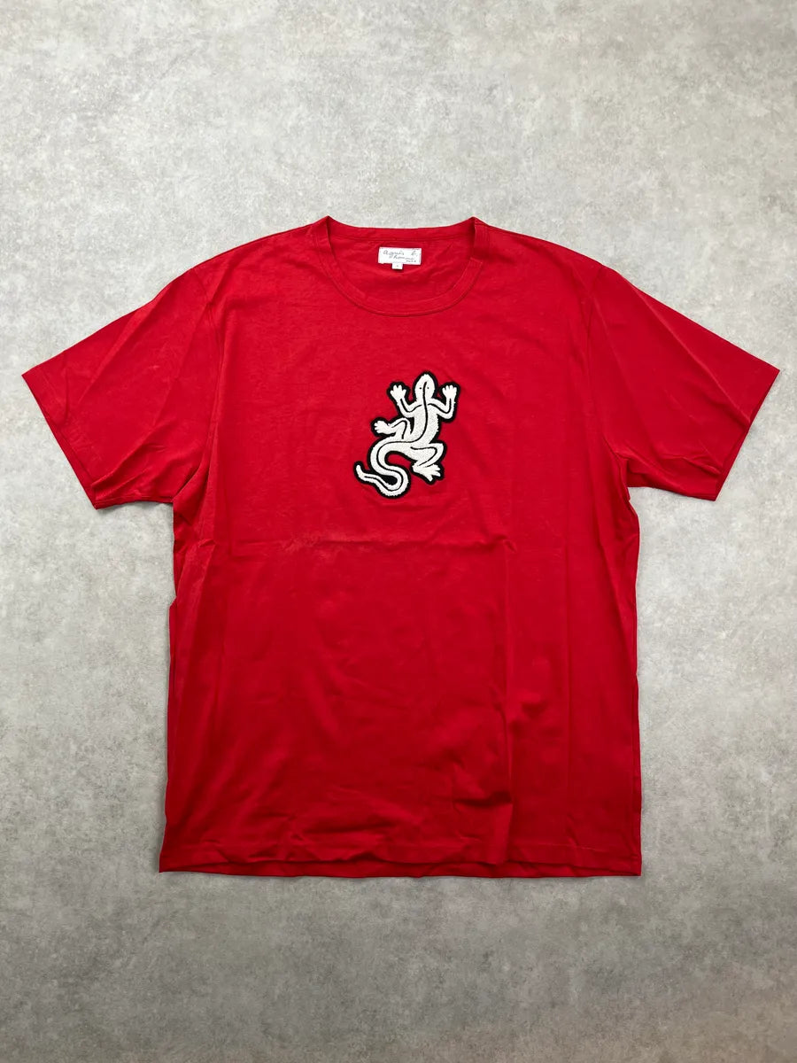 Agnes b Red Embroidered Lizard T-Shirt ezcHYMz 9