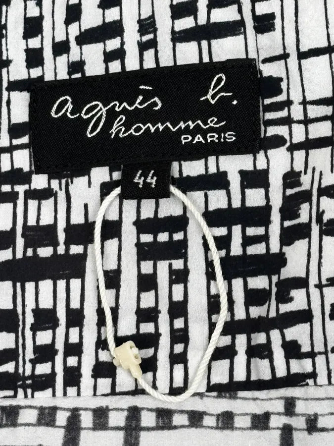 Agnès B Trompe L’oeil Script Abstract Black & White Shirt yYRZRdD 8