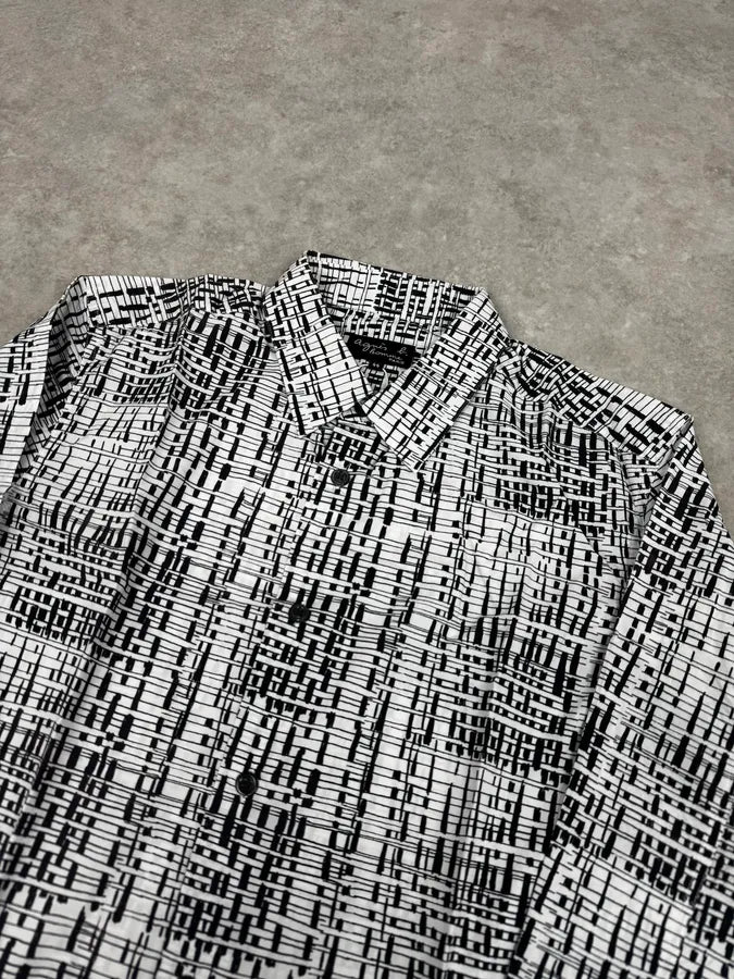 Agnès B Trompe L’oeil Script Abstract Black & White Shirt yYRZRdD 4