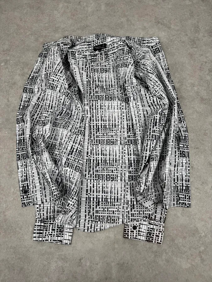 Agnès B Trompe L’oeil Script Abstract Black & White Shirt yYRZRdD 6