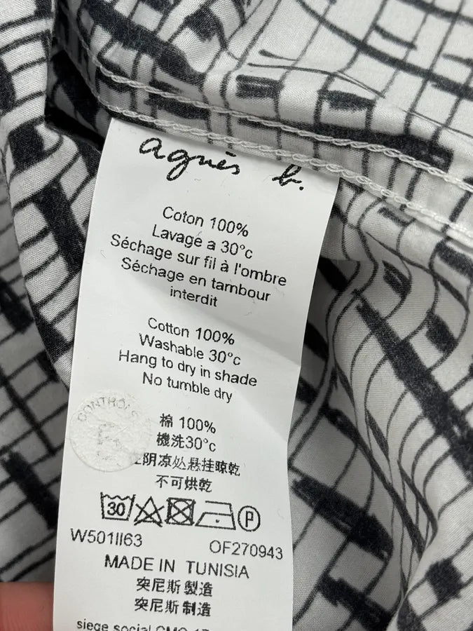 Agnès B Trompe L’oeil Script Abstract Black & White Shirt yYRZRdD 9