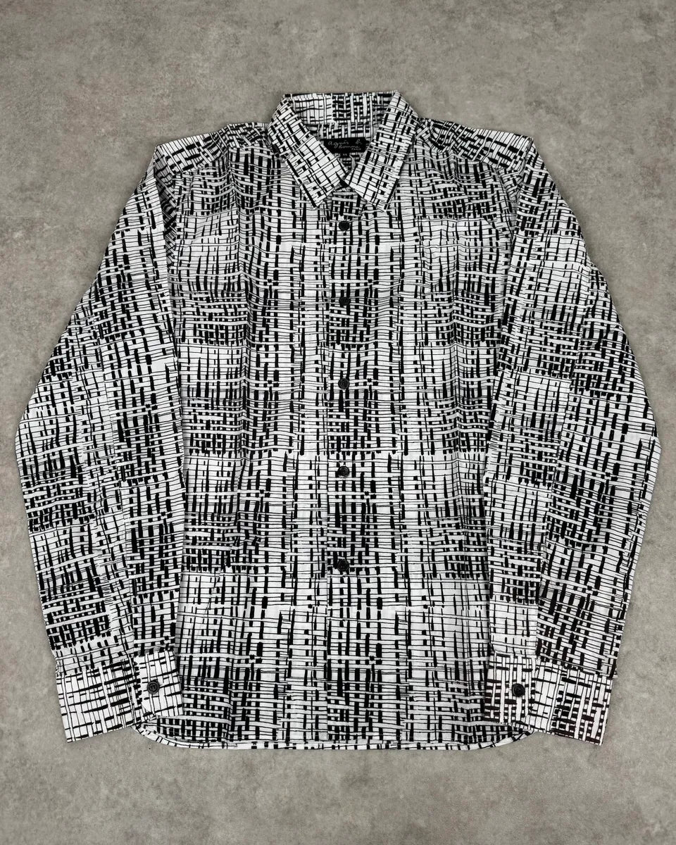 Agnès B Trompe L’oeil Script Abstract Black & White Shirt yYRZRdD 0