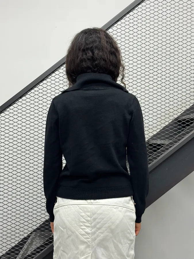 Agnès b Black Wool Button-Up Cardigan FLxuSVk 2