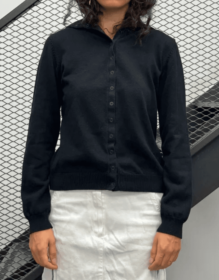 Agnès b Black Wool Button-Up Cardigan FLxuSVk 1