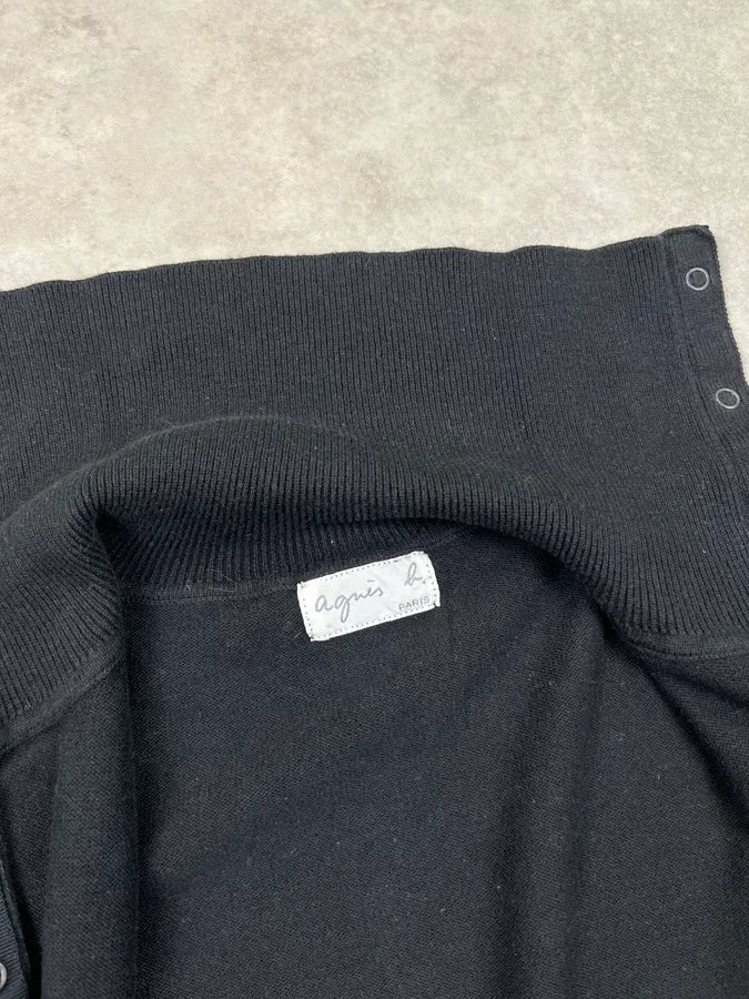 Agnès b Black Wool Button-Up Cardigan FLxuSVk 8