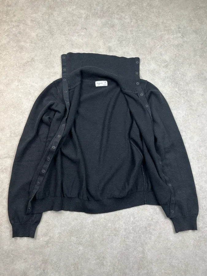 Agnès b Black Wool Button-Up Cardigan FLxuSVk 4