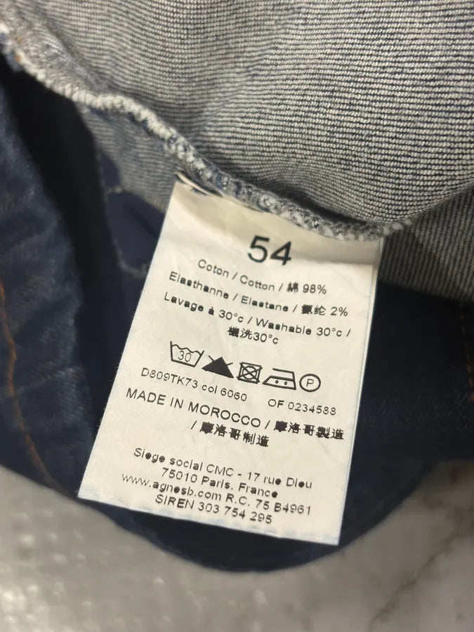Agnès b Navy Asymmetrical Buttoned Denim Jacket  XmTlQgl 6