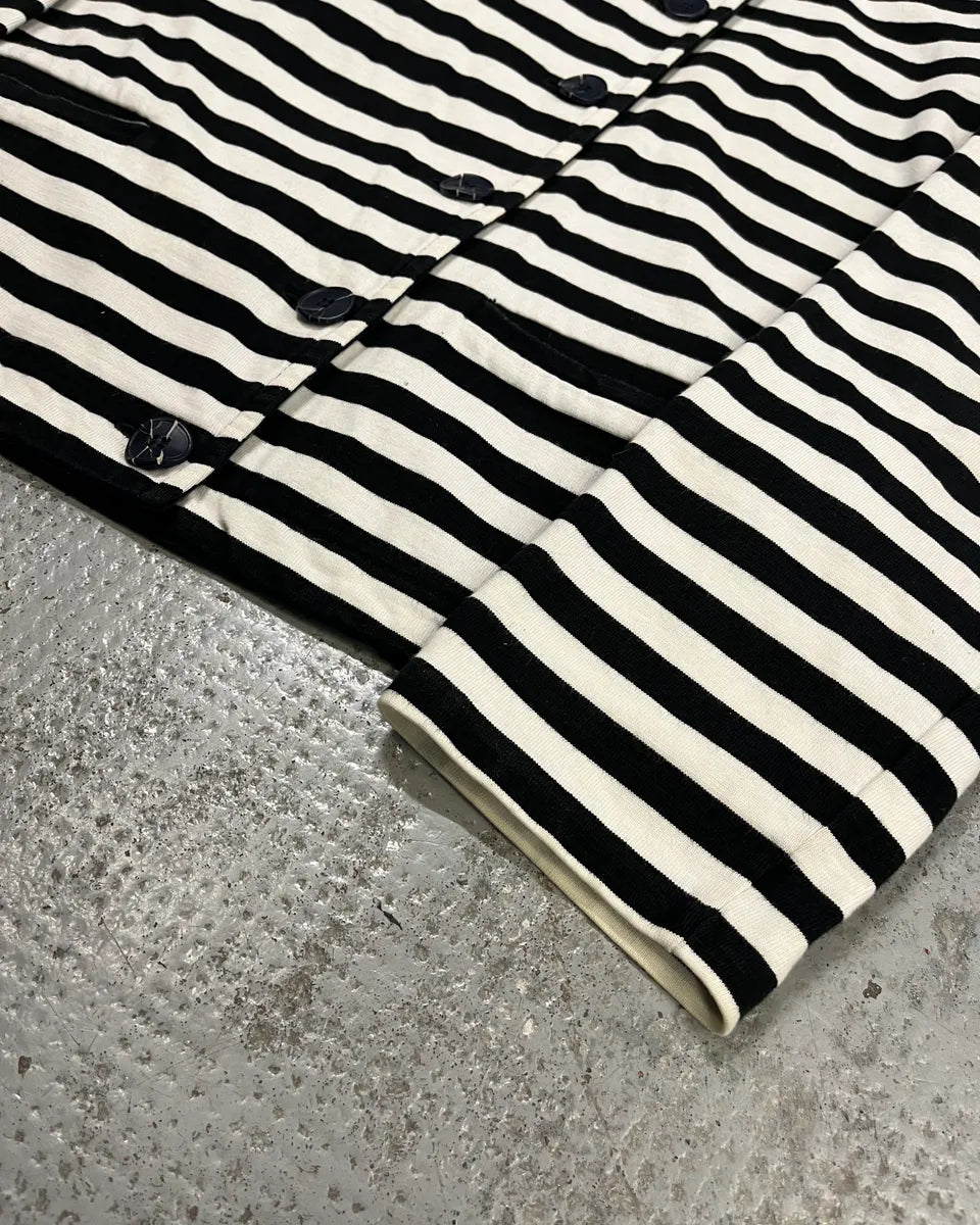 Agnès b. Black & White Officer Asymmetrical Striped Cardigan lXghzYY 5