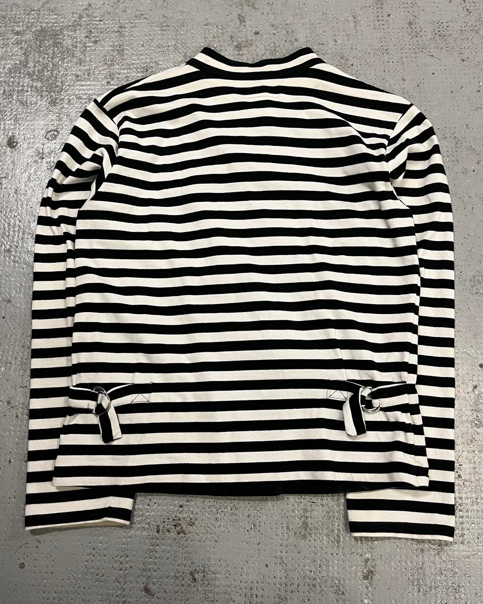 Agnès b. Black & White Officer Asymmetrical Striped Cardigan lXghzYY 6