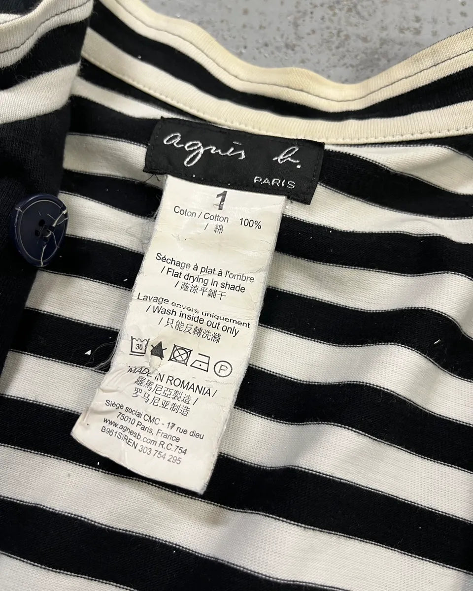 Agnès b. Black & White Officer Asymmetrical Striped Cardigan lXghzYY 8