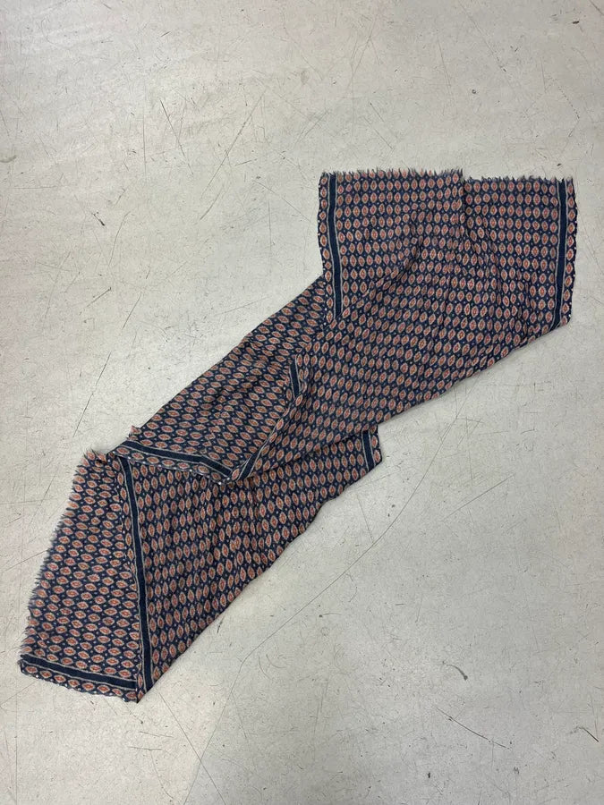 Agnès b. Navy Orange Wool Jacquard Scarf RfsBcYc 3